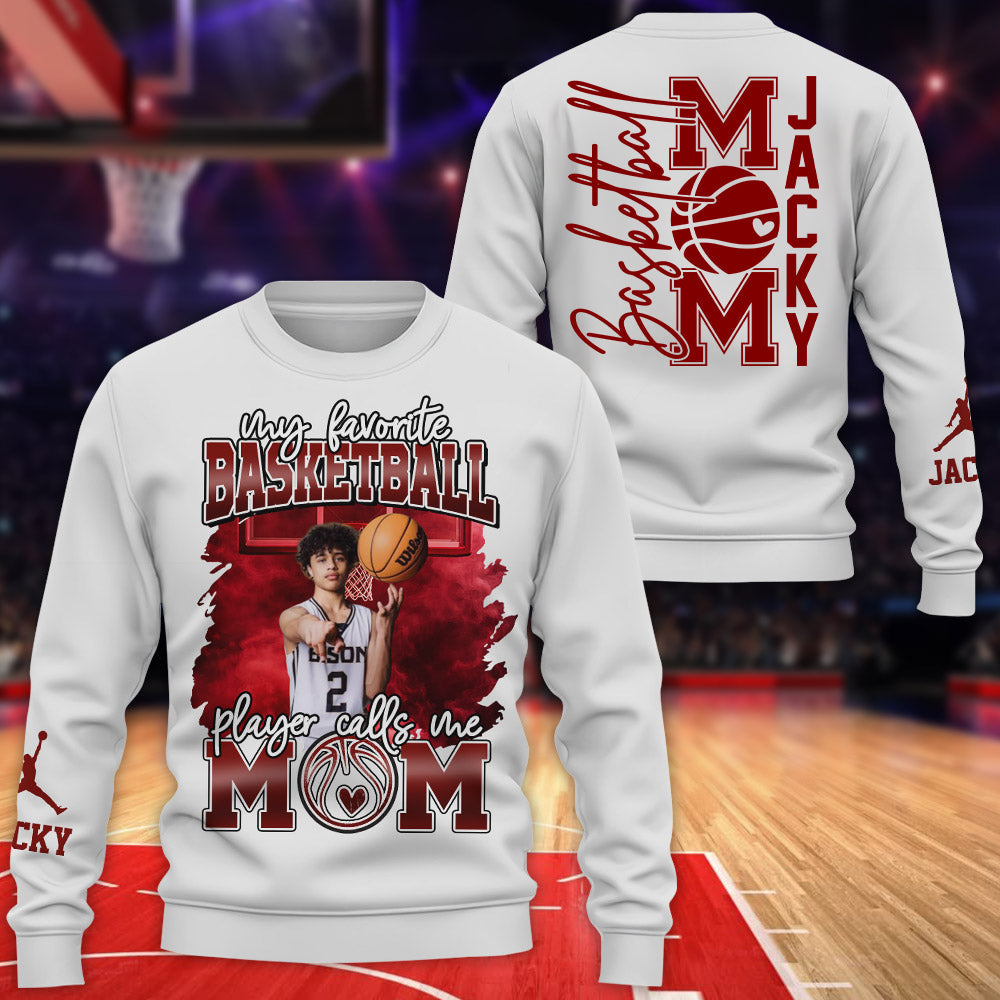 My Favorite Basketball Calls Me Mom - Personalized All Over Print Shirt For Basketball Mom Basketball Family T1807