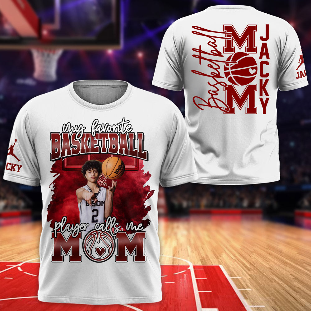 My Favorite Basketball Calls Me Mom - Personalized All Over Print Shirt For Basketball Mom Basketball Family T1807