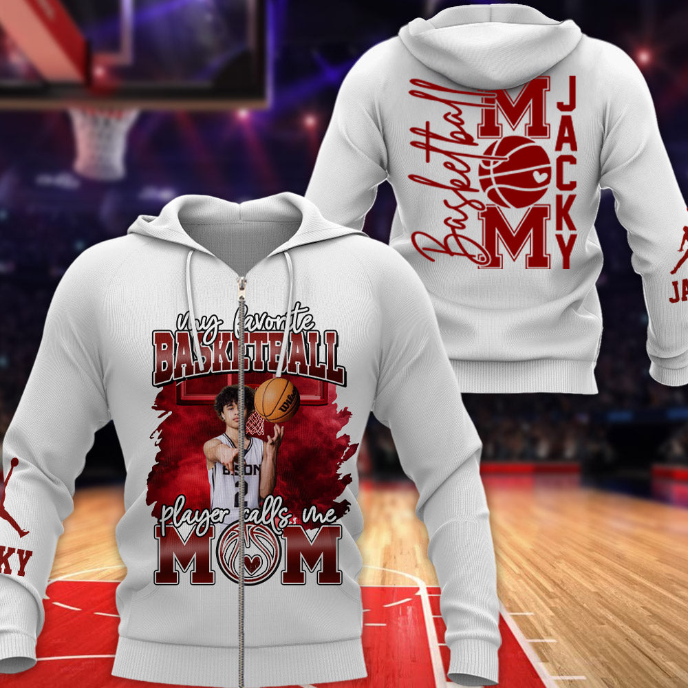 My Favorite Basketball Calls Me Mom - Personalized All Over Print Shirt For Basketball Mom Basketball Family T1807
