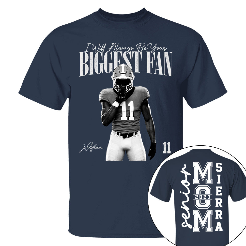 Senior Mom - I'll Always Be Your Biggest Fan - Washed Tee Retro Bootleg Shirt For Football Players NA04 VH01