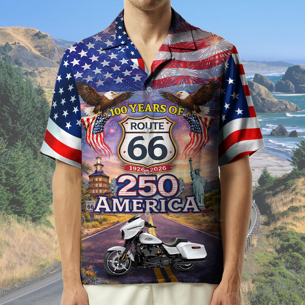 Celebrate 100 Years of Road Route 66 and America 250th Anniversary - This Is How I Roll - Personalized Motorcycle Photo Hawaiian Shirt A2110 T24