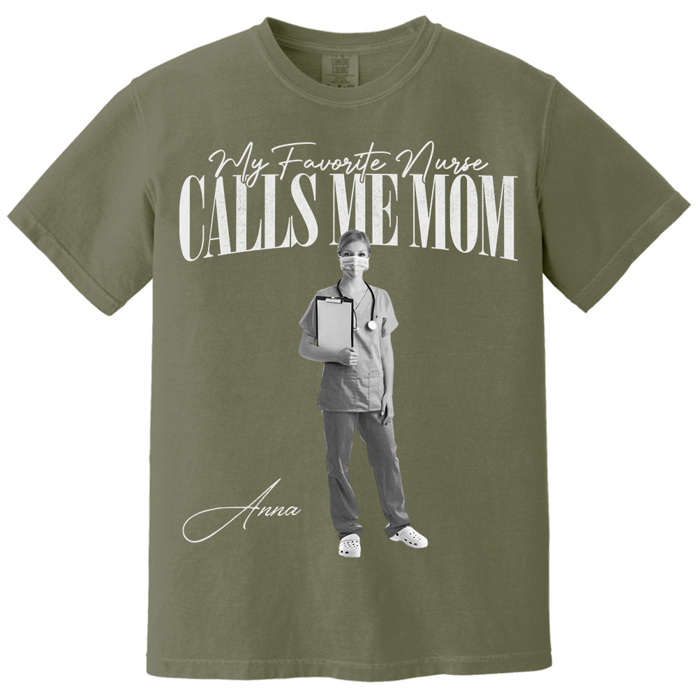 My Favorite Nurse Calls Me Mom Washed Tee Retro Bootleg Shirt For Nurse Family A2110