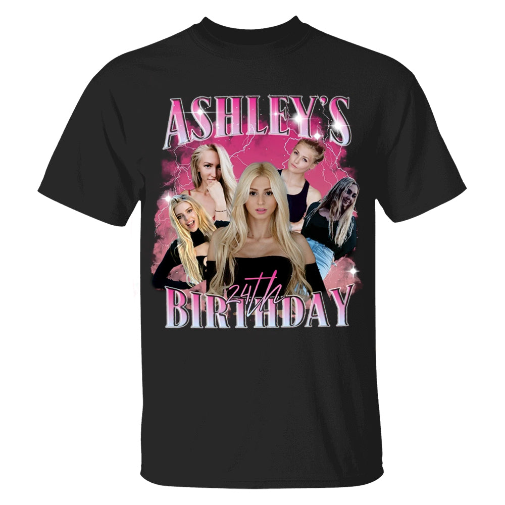 Custom Birthday Photo Collage Shirt, Custom Girlfriend-Boyfriend Tee, Bootleg Shirt, Matching Birthday Retro Shirt, Custom Phot and Name Tee