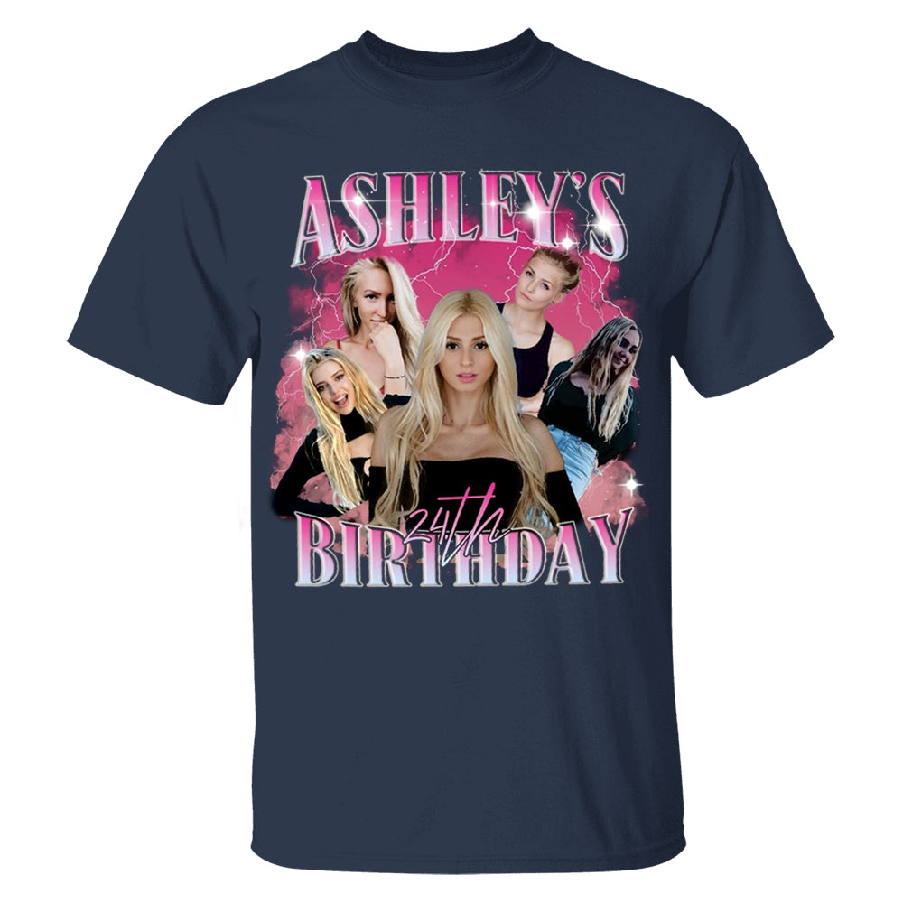 Custom Birthday Photo Collage Shirt, Custom Girlfriend-Boyfriend Tee, Bootleg Shirt, Matching Birthday Retro Shirt, Custom Phot and Name Tee