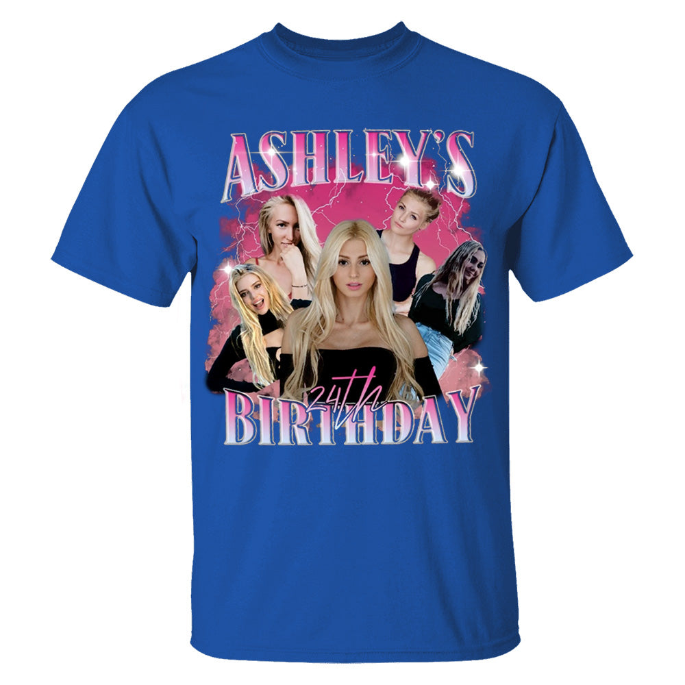 Custom Birthday Photo Collage Shirt, Custom Girlfriend-Boyfriend Tee, Bootleg Shirt, Matching Birthday Retro Shirt, Custom Phot and Name Tee