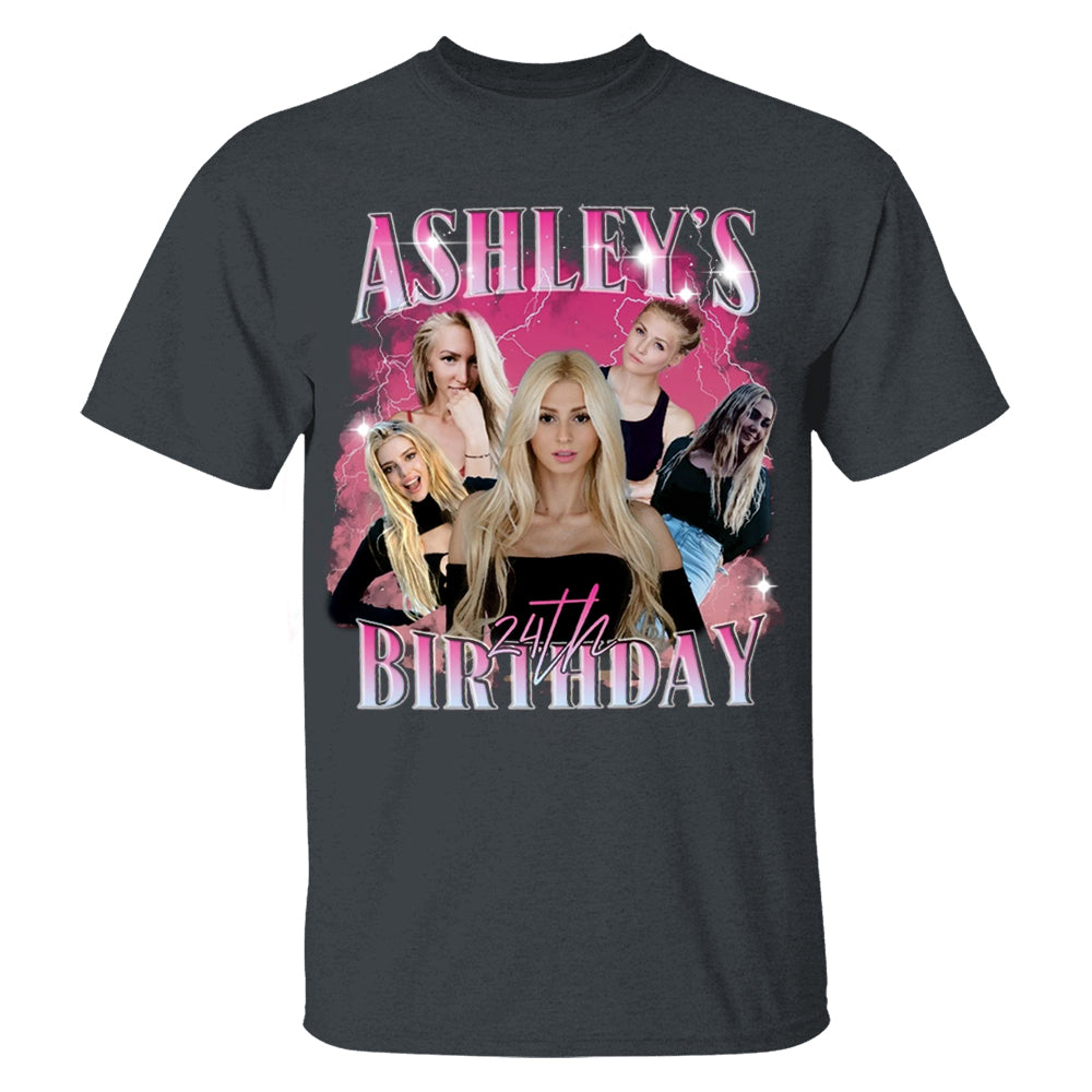 Custom Birthday Photo Collage Shirt, Custom Girlfriend-Boyfriend Tee, Bootleg Shirt, Matching Birthday Retro Shirt, Custom Phot and Name Tee