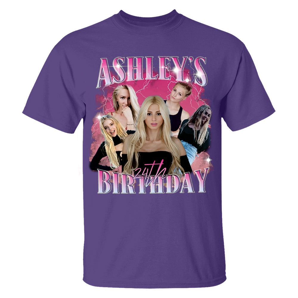 Custom Birthday Photo Collage Shirt, Custom Girlfriend-Boyfriend Tee, Bootleg Shirt, Matching Birthday Retro Shirt, Custom Phot and Name Tee