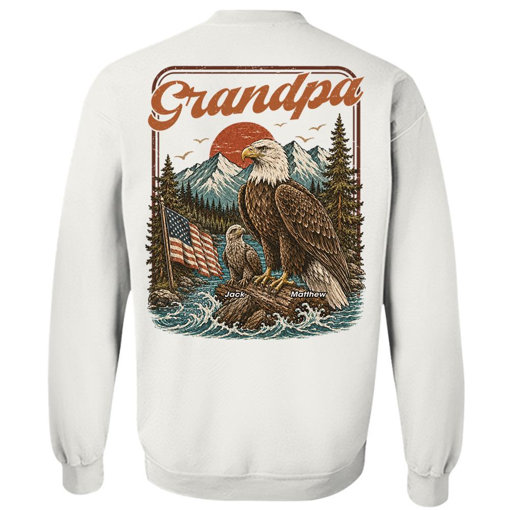 Personalized Papa America Eagle Patriotic T-Shirt Father Day Gifts for Dad Funny Papa Tshirt Cool Daddy Eagle Vintage Retro Shirt for Men Hv01