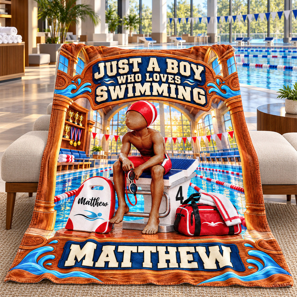 Just A Boy Who Loves Swimming- Personalized Swimming Blanket, Gift for Swimmers C2408 Nh00 KL07