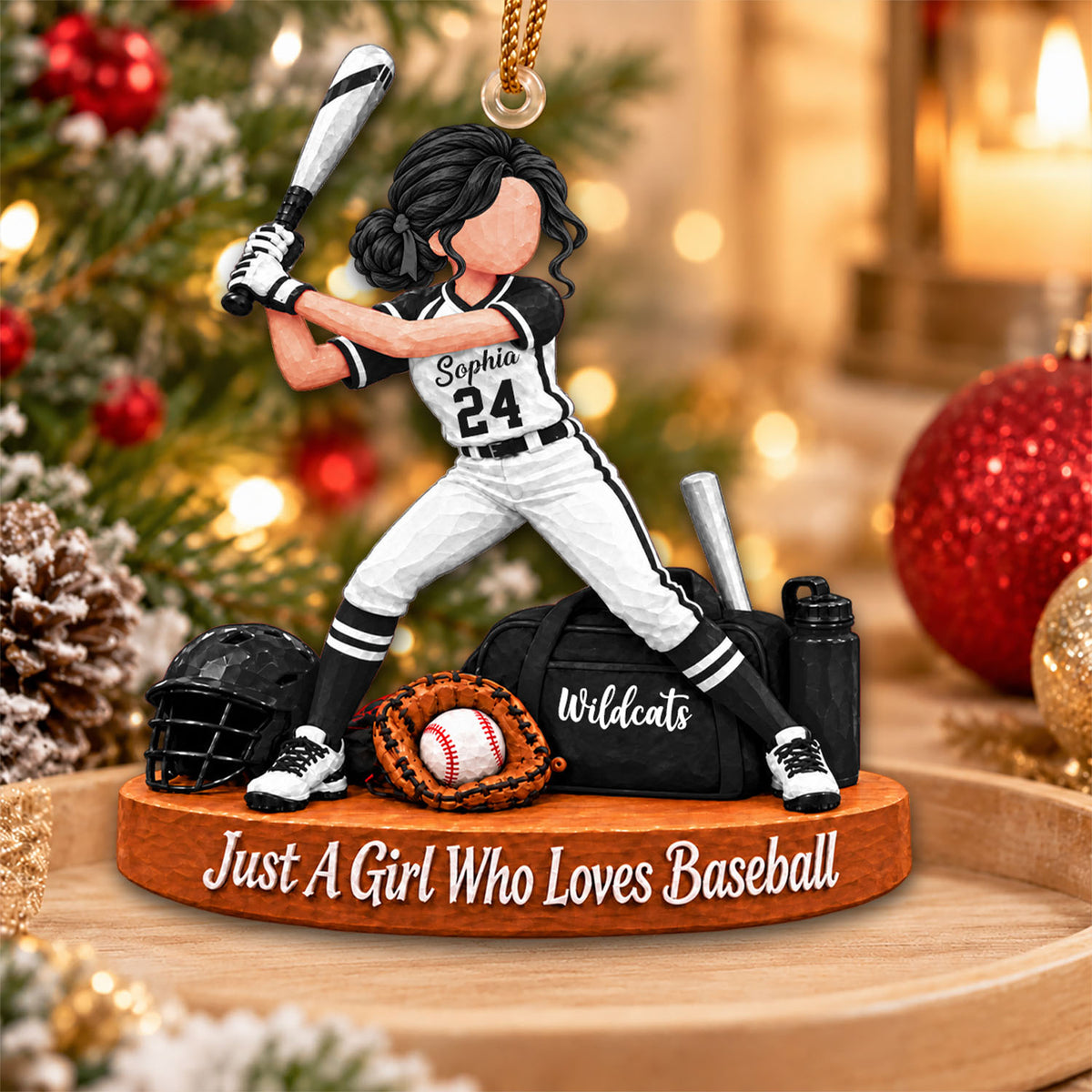 Just A Girl Who Loves Baseball, Personalized Baseball Ornament, Custom Player Name Gift, Gift For Baseball Players Baseball Lover Ver2 MI209 Nh00