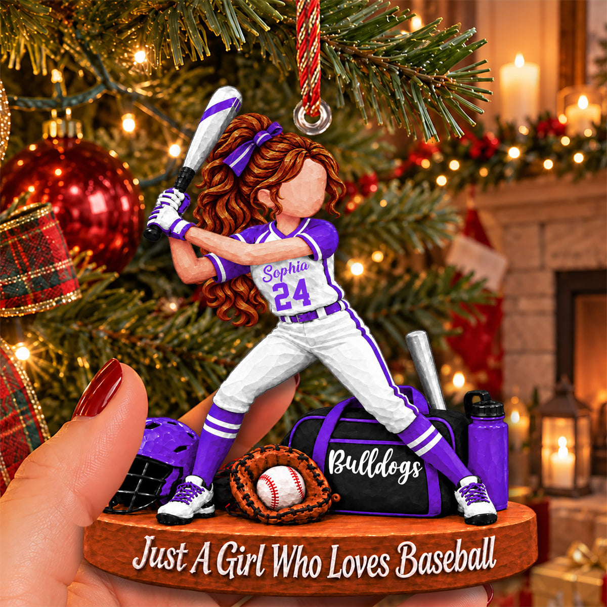 Just A Girl Who Loves Baseball, Personalized Baseball Ornament, Custom Player Name Gift, Gift For Baseball Players Baseball Lover Ver2 MI209 Nh00