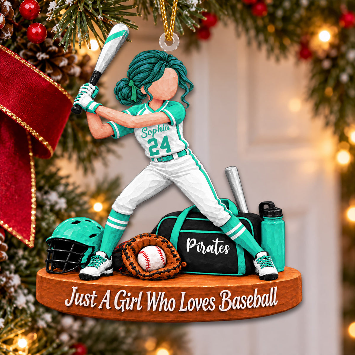 Just A Girl Who Loves Baseball, Personalized Baseball Ornament, Custom Player Name Gift, Gift For Baseball Players Baseball Lover Ver2 MI209 Nh00