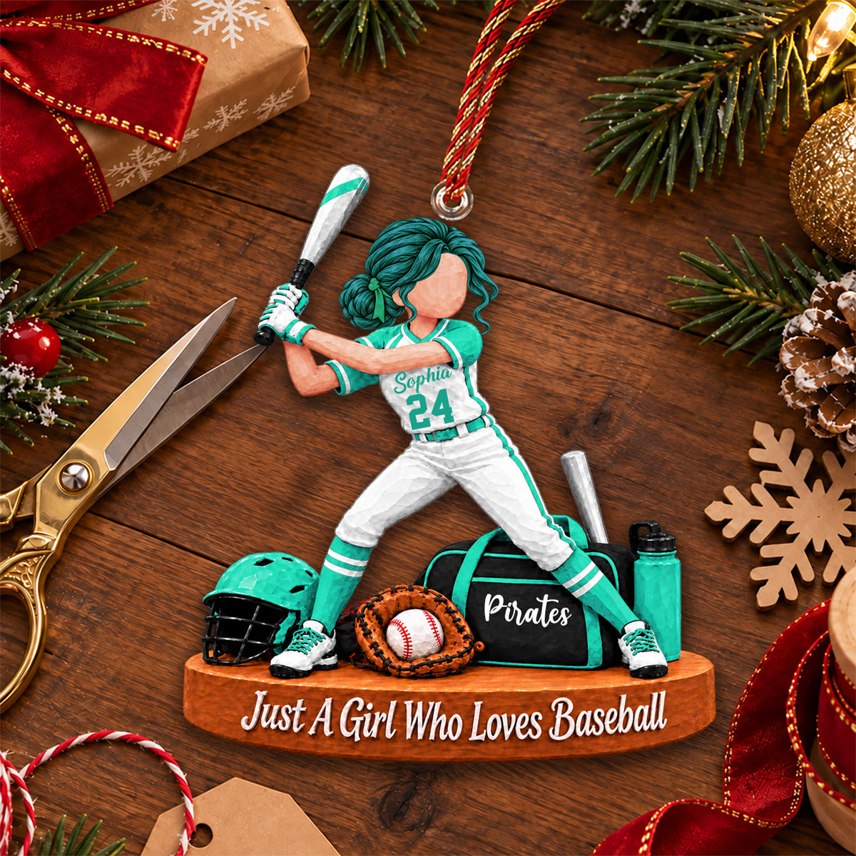 Just A Girl Who Loves Baseball, Personalized Baseball Ornament, Custom Player Name Gift, Gift For Baseball Players Baseball Lover Ver2 MI209 Nh00