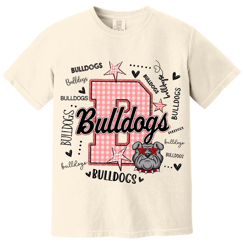 Custom Gingham School Mascot Game Day, Personalized Name Mascot T-Shirt Teacher Appreciation Gift VH01