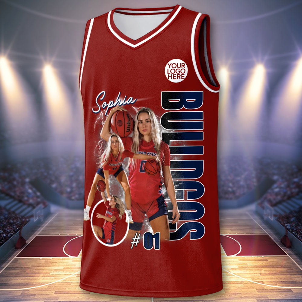 Custom Photo Basketball Player Basketball Jersey- Personalized Team Name School Name Bootleg Jersey Vrs3 A2110c