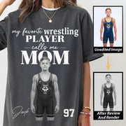 Personalized My Favorite Wrestling Player Calls me Mom Washed Tee Retro Bootleg Shirt For Wrestling Players T24