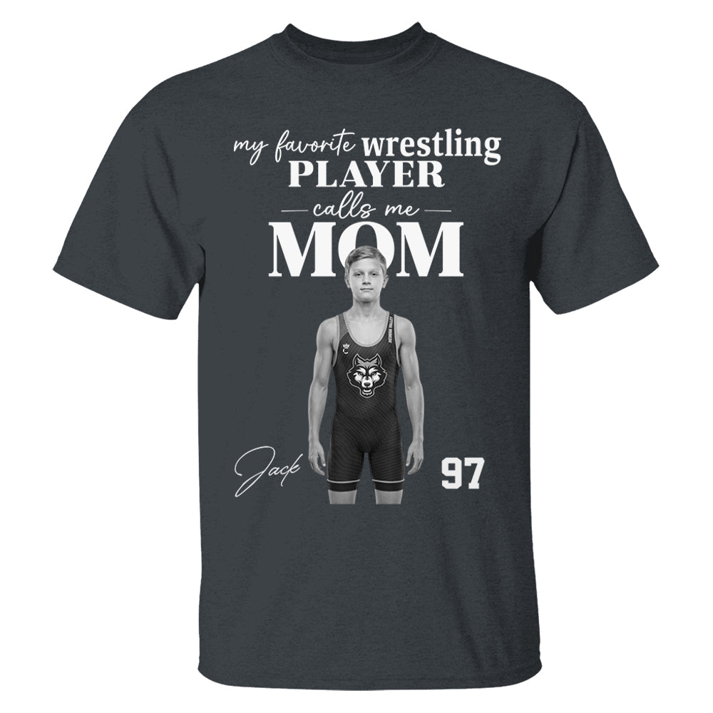 Personalized My Favorite Wrestling Player Calls me Mom Washed Tee Retro Bootleg Shirt For Wrestling Players T24