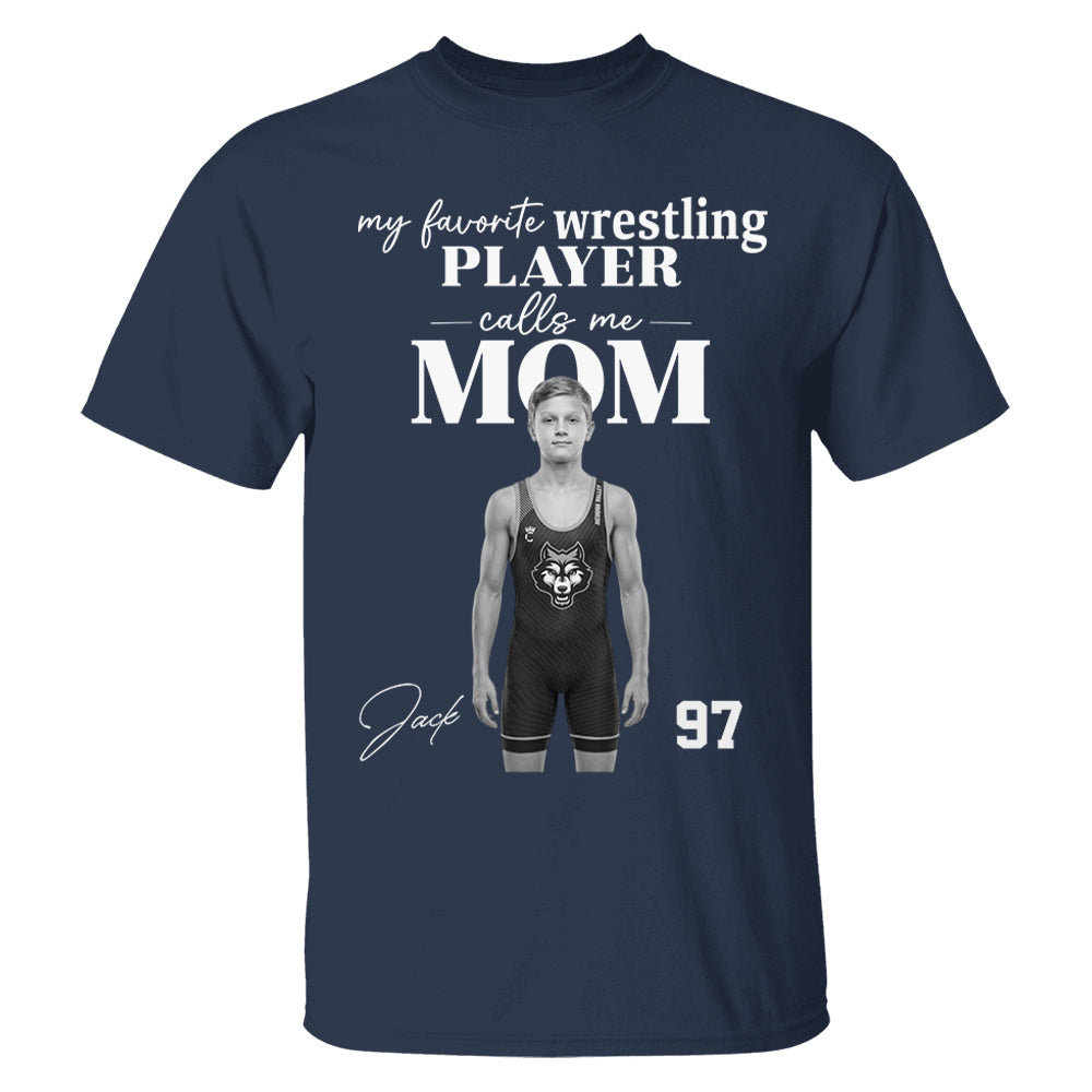 Personalized My Favorite Wrestling Player Calls me Mom Washed Tee Retro Bootleg Shirt For Wrestling Players T24