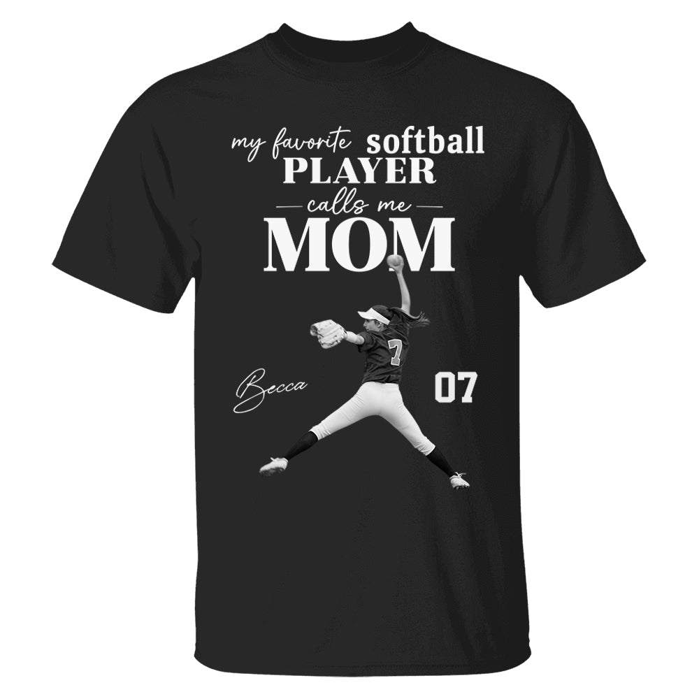 Personalized My Favorite Softball Player Calls me Mom Washed Tee Retro Bootleg Shirt For Softball Players T24