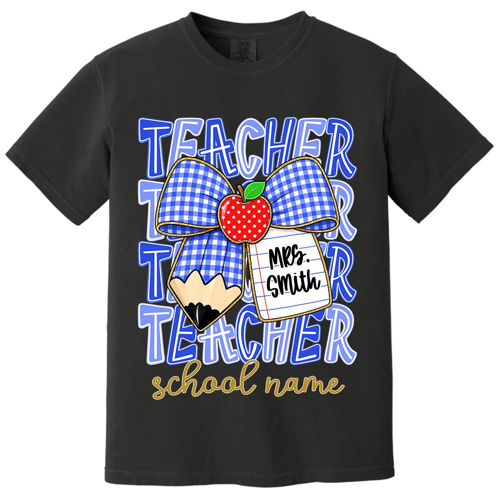Personalized Coquette Bow Teacher Para Librarian Counselor Appreciation Back to School, Custom Job Title Teacher Name, Gifts For Teacher MI209 Hv01
