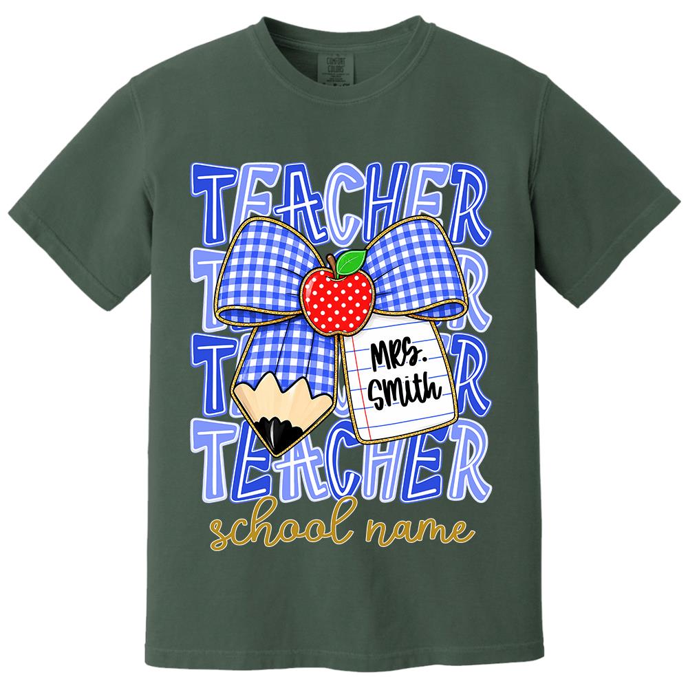 Personalized Coquette Bow Teacher Para Librarian Counselor Appreciation Back to School, Custom Job Title Teacher Name, Gifts For Teacher MI209 Hv01