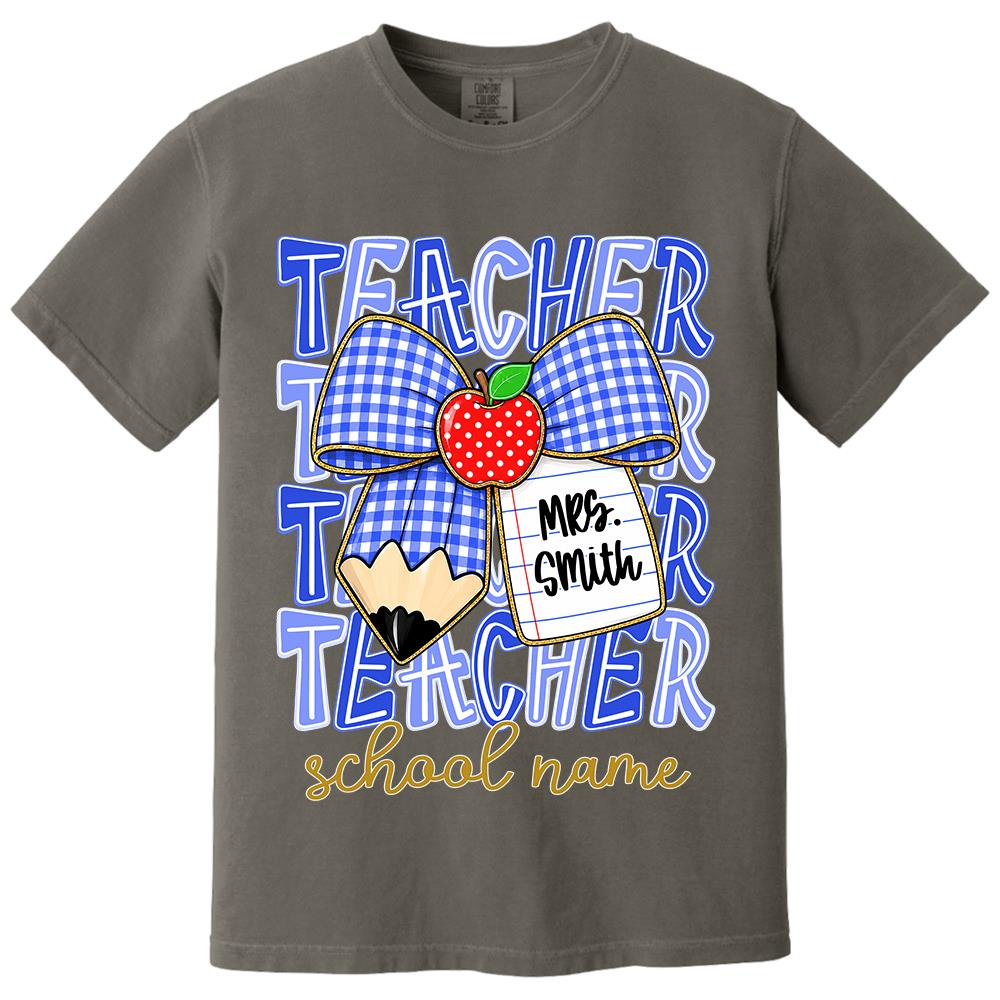 Personalized Coquette Bow Teacher Para Librarian Counselor Appreciation Back to School, Custom Job Title Teacher Name, Gifts For Teacher MI209 Hv01