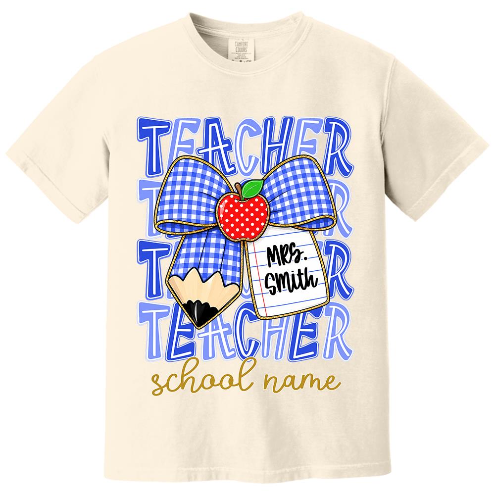 Personalized Coquette Bow Teacher Para Librarian Counselor Appreciation Back to School, Custom Job Title Teacher Name, Gifts For Teacher MI209 Hv01