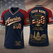 Personalized America 250 Football Jersey, Custom Name Number USA 1776 2026 Jersey, Patriotic Liberty Bell Shirt, 4th of July Gift Pt99