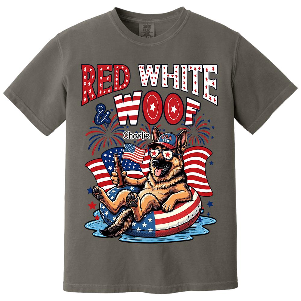 Red White Woof, Custom Photo Pet Shirt, America 250th Anniversary Gifts For Dog Cat Lovers, Dog Dad And Mom, Cat Owners T1807 Hv01