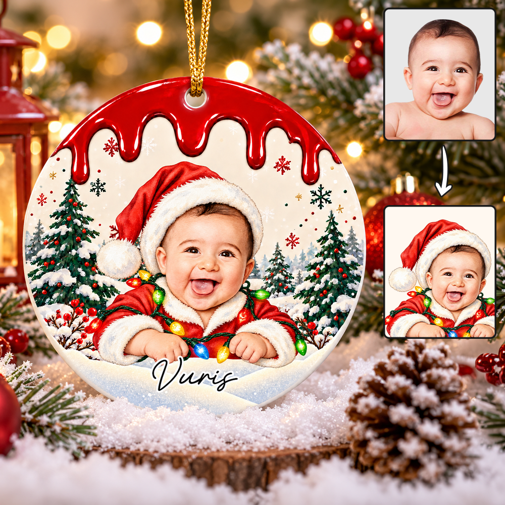 Custom Photo Christmas Portrait Gifts - Personalized Christmas Ornament - Little Hearts Full Of Joy T24