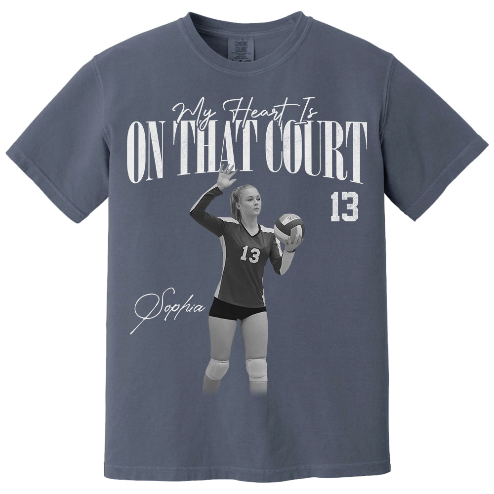 My Heart Is On That Court - Washed Tee Retro Bootleg Shirt For Volleyball Players T1807 Li29