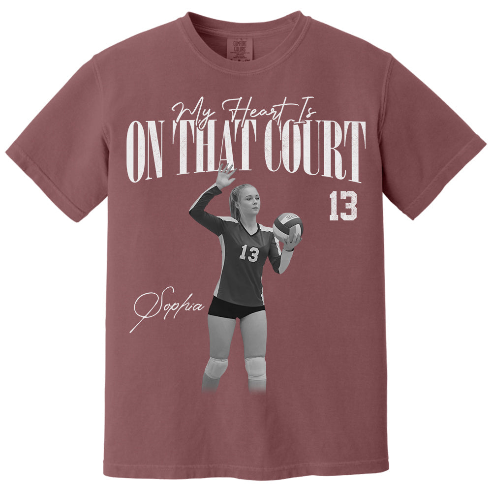 My Heart Is On That Court - Washed Tee Retro Bootleg Shirt For Volleyball Players T1807 Li29