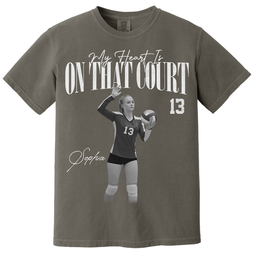 My Heart Is On That Court - Washed Tee Retro Bootleg Shirt For Volleyball Players T1807 Li29