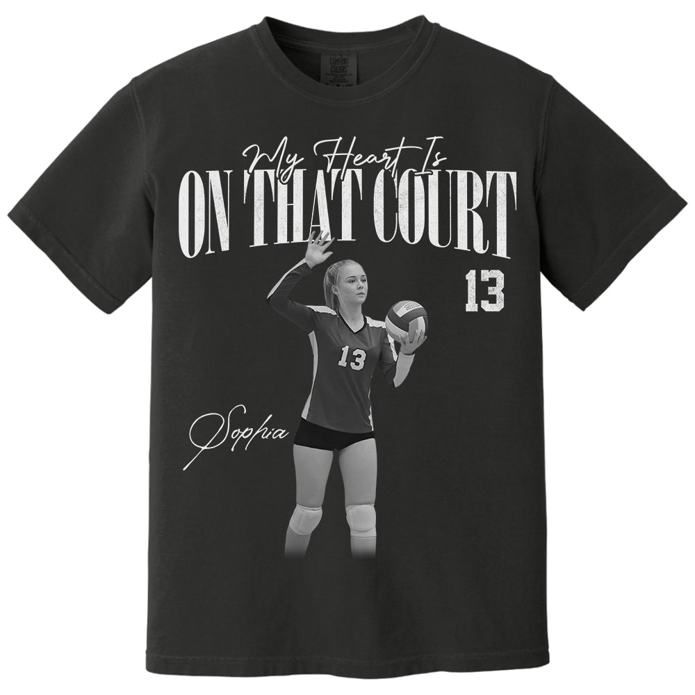 My Heart Is On That Court - Washed Tee Retro Bootleg Shirt For Volleyball Players T1807 Li29