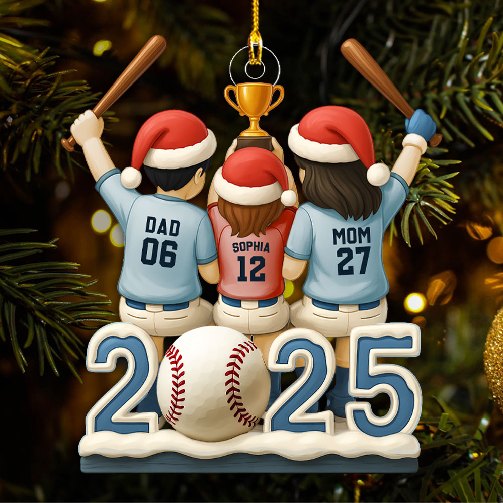 Baseball Family - Personalized Baseball Custom Shaped Acrylic Ornament Pt99