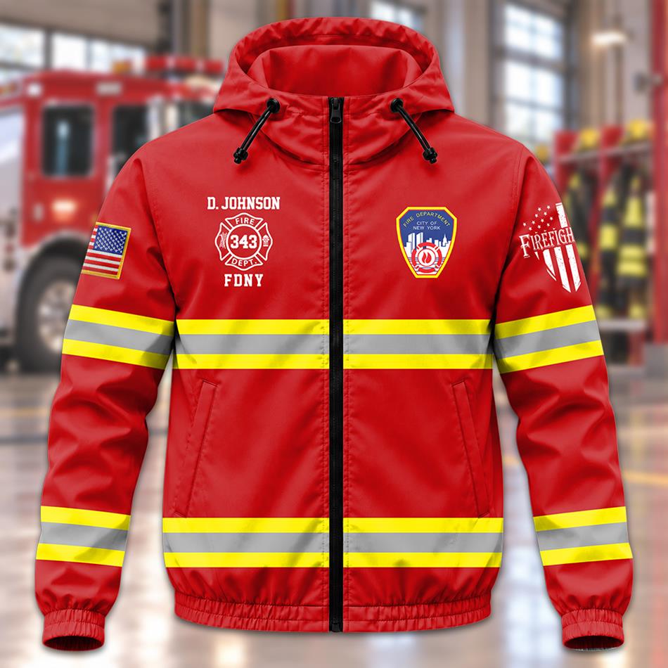 Custom US Firefighter Sons Of Fire Pride Duty Honor Windbreaker Jacket H2511 Trna