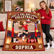 Personalized Volleyball Player Christmas Blanket, Custom Name, Number & Uniform Colors, Just a Girl Who Loves Volleyball Gift C2408 Hv01 DH09