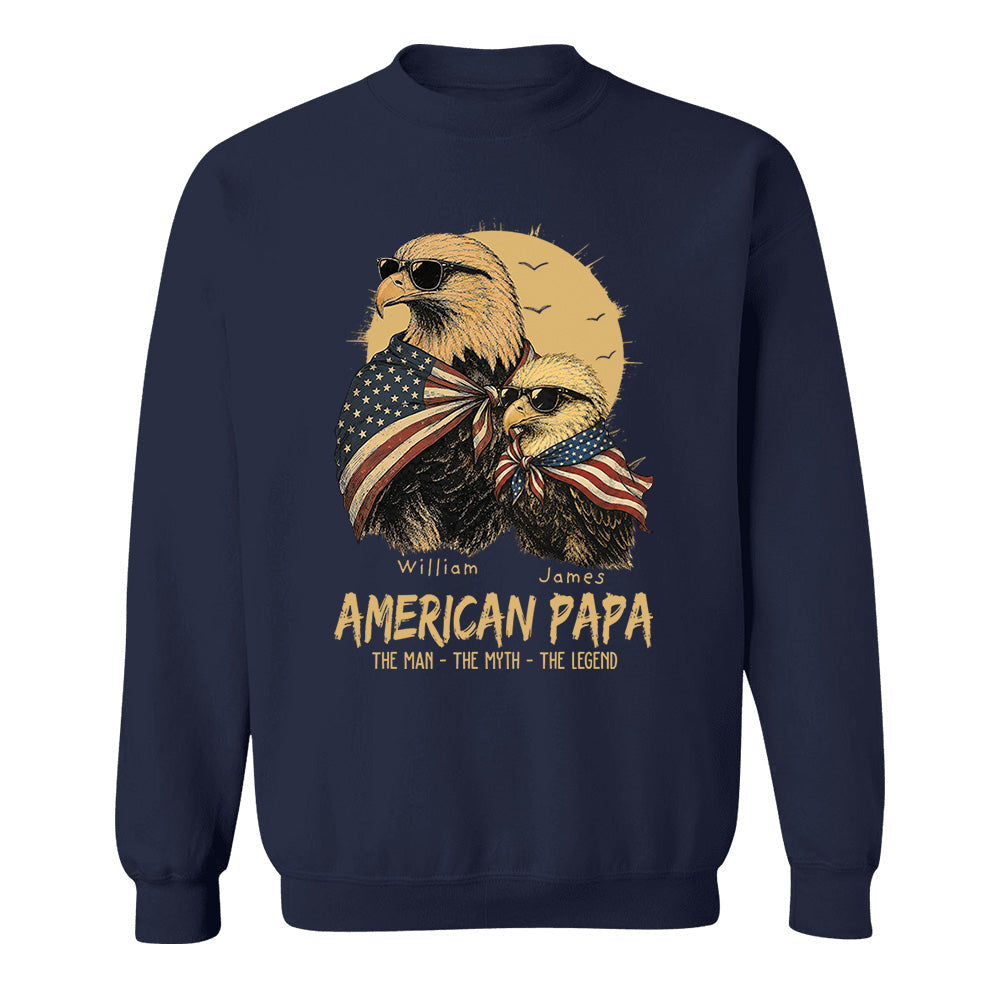 American Dad The Man The Myth The Legend, Personalized Papa T-Shirt Father's Day, Cool Dad Eagle Tee, Gifts for Dad Husband MI209 VH01