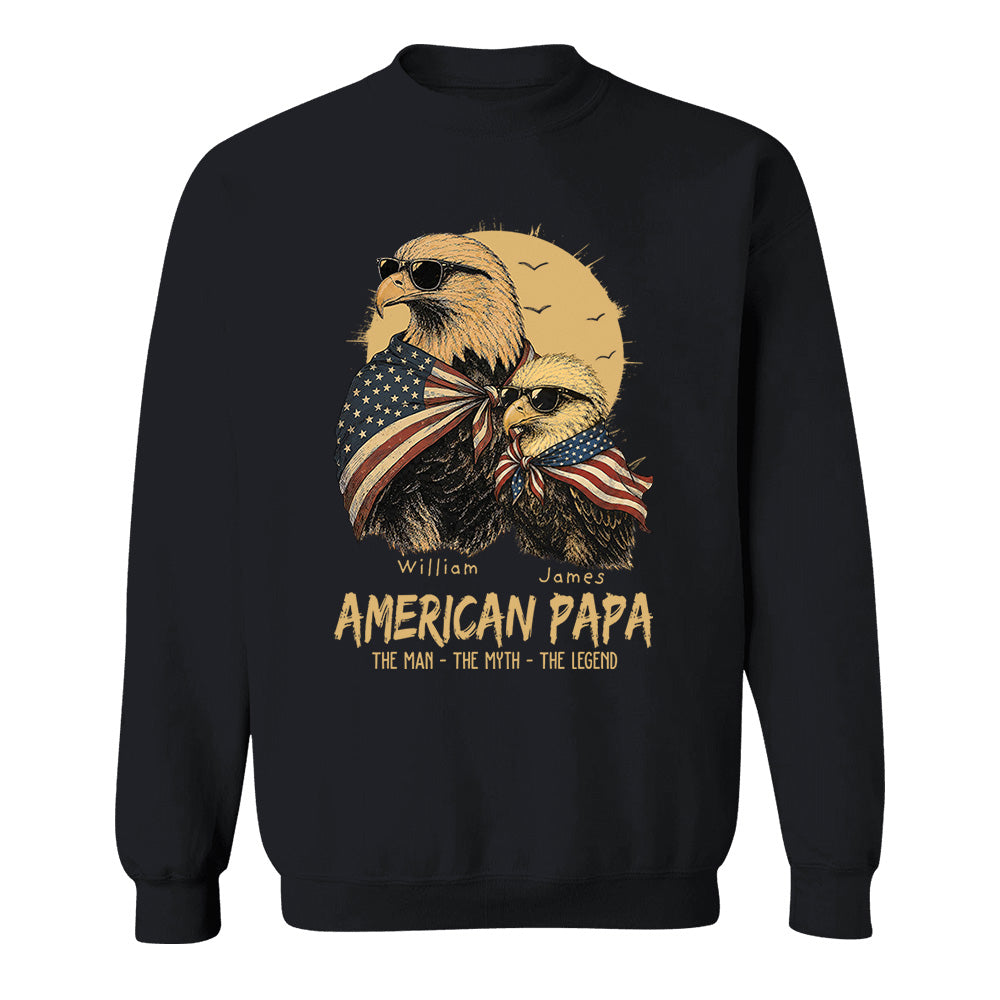 American Dad The Man The Myth The Legend, Personalized Papa T-Shirt Father's Day, Cool Dad Eagle Tee, Gifts for Dad Husband MI209 VH01