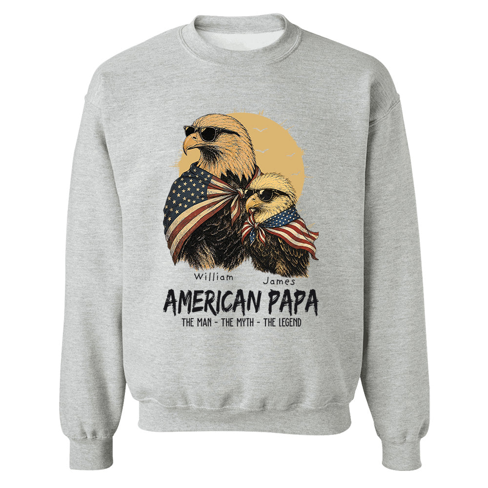 American Dad The Man The Myth The Legend, Personalized Papa T-Shirt Father's Day, Cool Dad Eagle Tee, Gifts for Dad Husband MI209 VH01