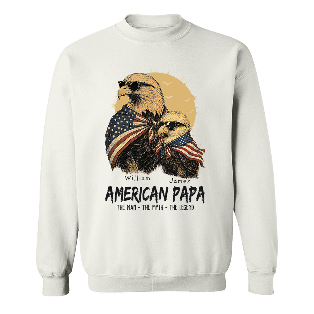 American Dad The Man The Myth The Legend, Personalized Papa T-Shirt Father's Day, Cool Dad Eagle Tee, Gifts for Dad Husband MI209 VH01