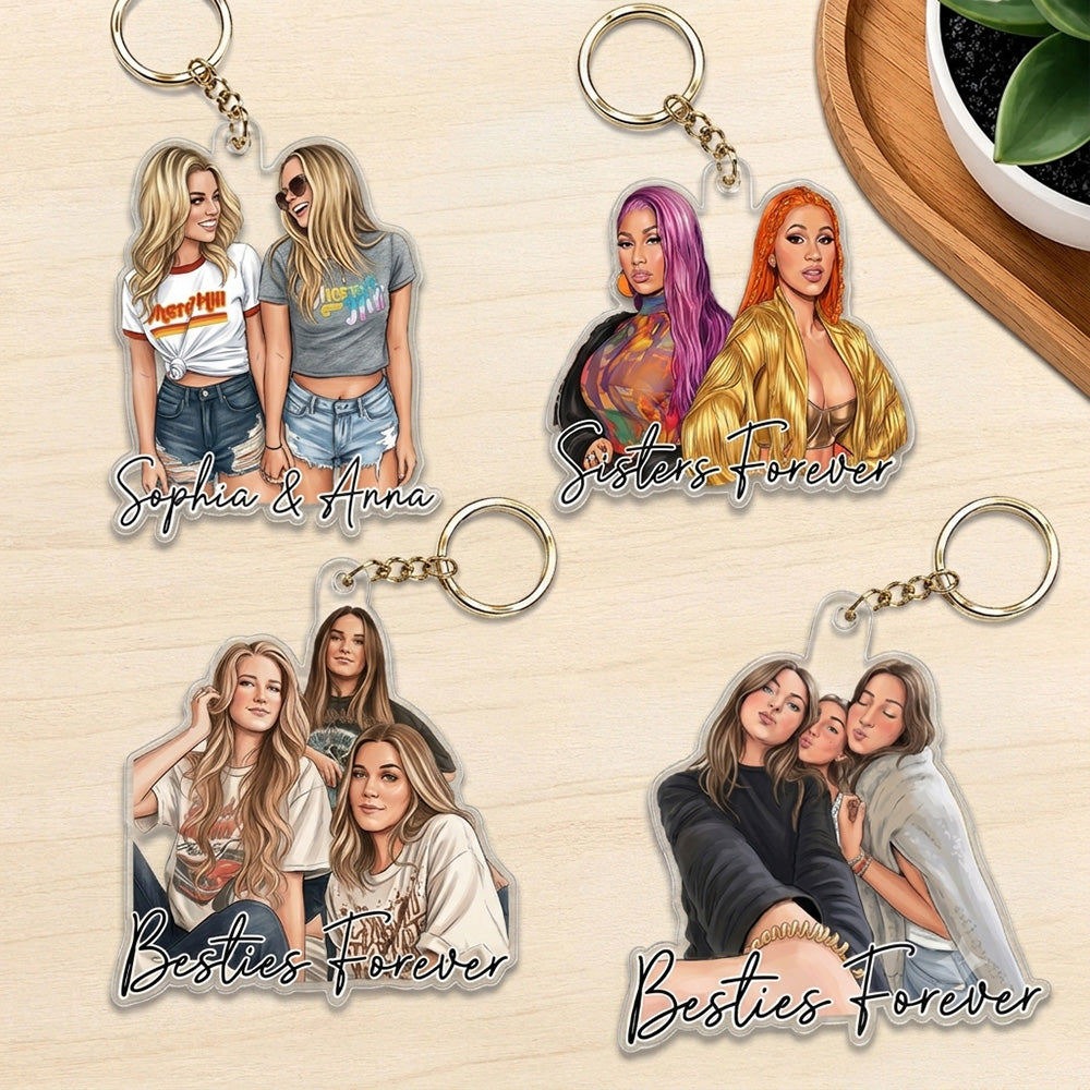 Best Friends Forever - Custom Photo Shaped Acrylic Keychain - Personalized Gifts For Besties, Sisters, BFF NA04 T24