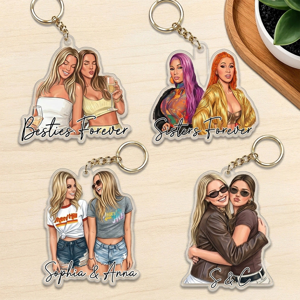 Best Friends Forever - Custom Photo Shaped Acrylic Keychain - Personalized Gifts For Besties, Sisters, BFF NA04 T24