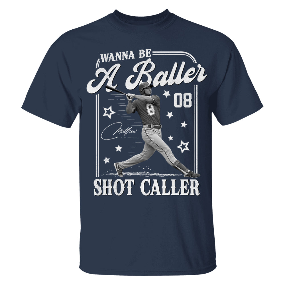 Wanna Be A Baller Shot Caller - Personalized Washed Tee Retro Bootleg Shirt - Gift For Baseball Lovers T1807 Li29