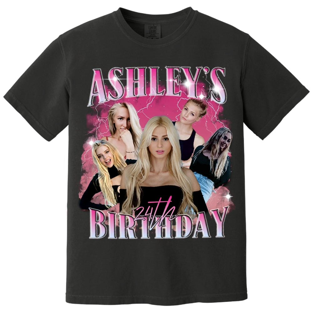Custom Birthday Photo Collage Shirt, Custom Girlfriend-Boyfriend Tee, Bootleg Shirt, Matching Birthday Retro Shirt, Custom Phot and Name Tee