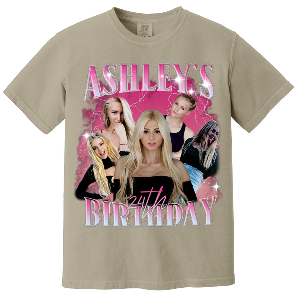Custom Birthday Photo Collage Shirt, Custom Girlfriend-Boyfriend Tee, Bootleg Shirt, Matching Birthday Retro Shirt, Custom Phot and Name Tee