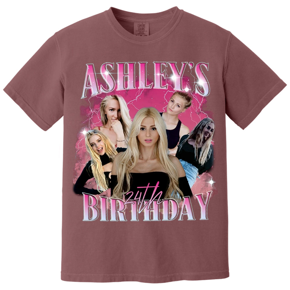 Custom Birthday Photo Collage Shirt, Custom Girlfriend-Boyfriend Tee, Bootleg Shirt, Matching Birthday Retro Shirt, Custom Phot and Name Tee