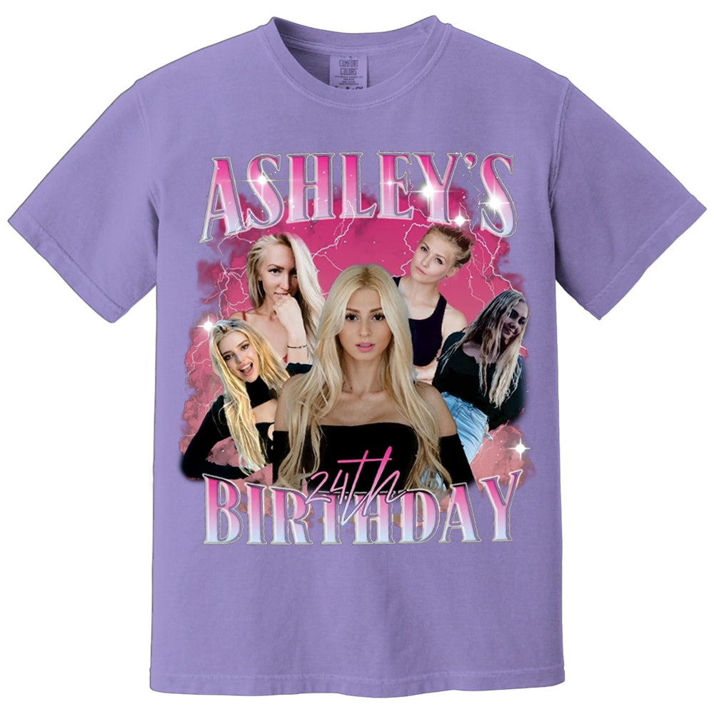 Custom Birthday Photo Collage Shirt, Custom Girlfriend-Boyfriend Tee, Bootleg Shirt, Matching Birthday Retro Shirt, Custom Phot and Name Tee