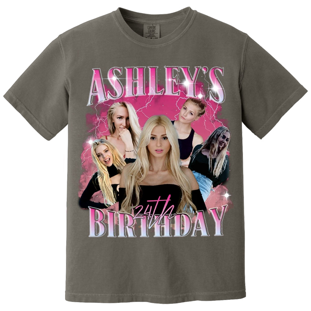 Custom Birthday Photo Collage Shirt, Custom Girlfriend-Boyfriend Tee, Bootleg Shirt, Matching Birthday Retro Shirt, Custom Phot and Name Tee