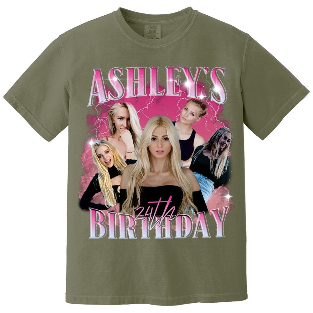 Custom Birthday Photo Collage Shirt, Custom Girlfriend-Boyfriend Tee, Bootleg Shirt, Matching Birthday Retro Shirt, Custom Phot and Name Tee